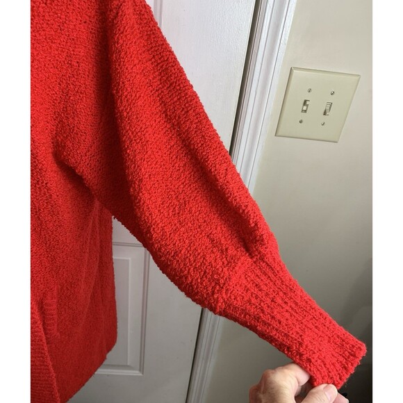 Vintage 90's SIDEFFECTS Red Textured Knit Cardigan Duster Sweater Coat Large - Picture 3 of 14